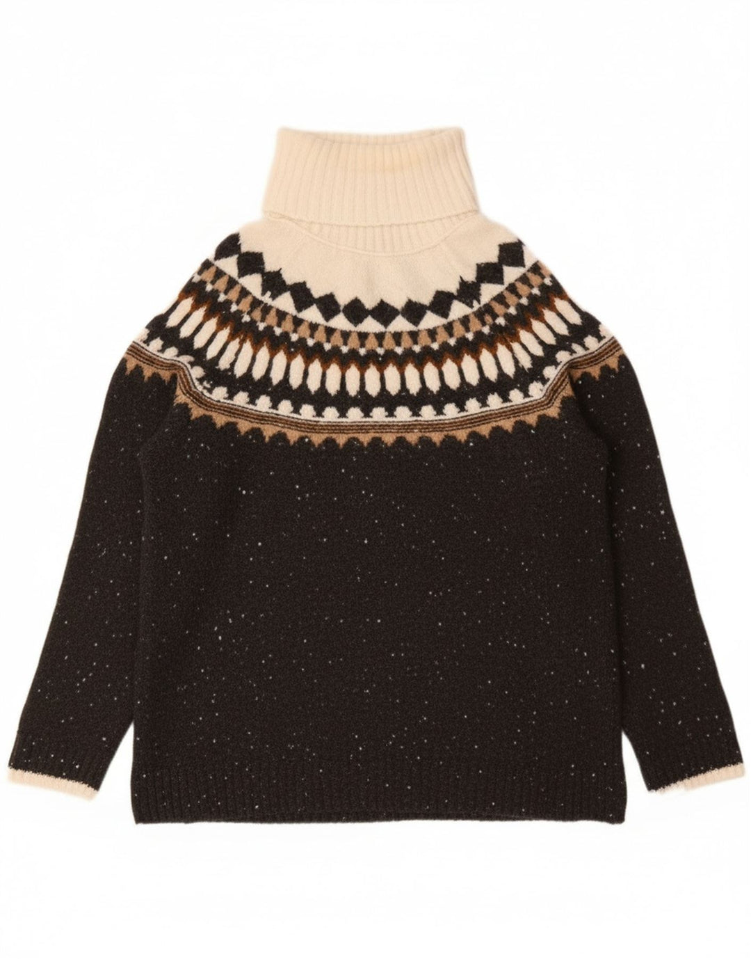Marks & Spencer Suéter tipo jersey con cuello vuelto para mujer Reino Unido 10 Small Grey Fair Isle
