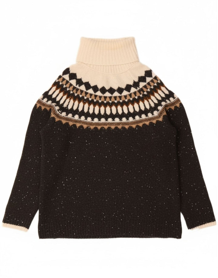 Marks & Spencer Suéter tipo jersey con cuello vuelto para mujer Reino Unido 10 Small Grey Fair Isle