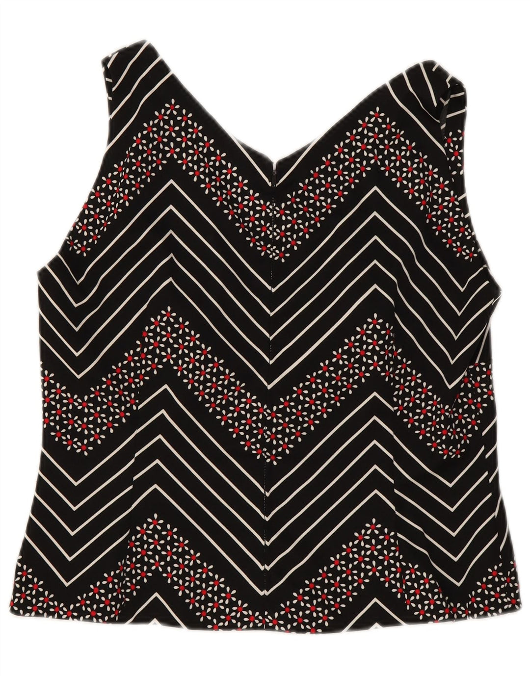 Vintage mujer crop blusa sin mangas Top Reino Unido 12 Chevron negro medio