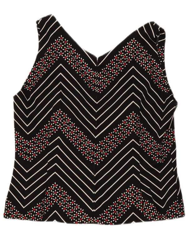 Vintage mujer crop blusa sin mangas Top Reino Unido 12 Chevron negro medio