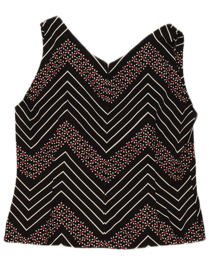 Vintage mujer crop blusa sin mangas Top Reino Unido 12 Chevron negro medio