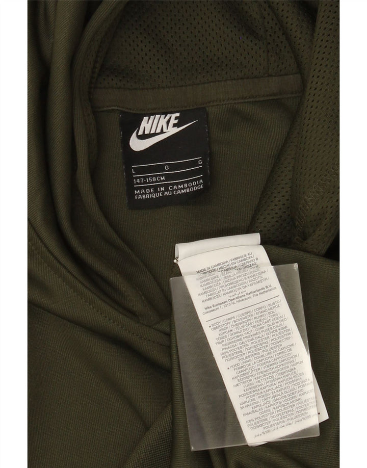 Nike - Sudadera con capucha para niños (12-13 años, talla grande, color caqui, poliéster)