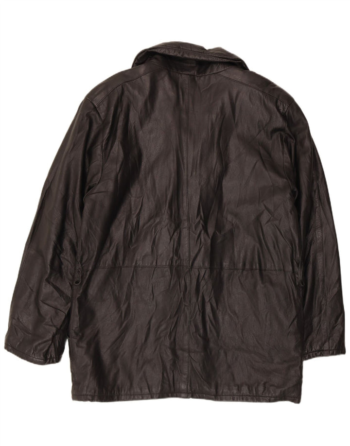 VINTAGE Mens Leather Jacket IT 52 XL Black