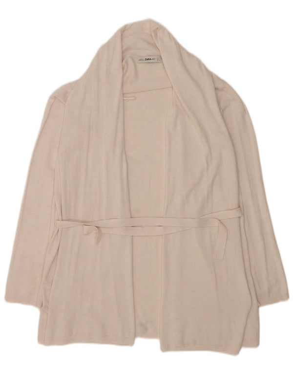 Zara - Cárdigan largo para mujer, talla 46, talla grande, viscosa beige