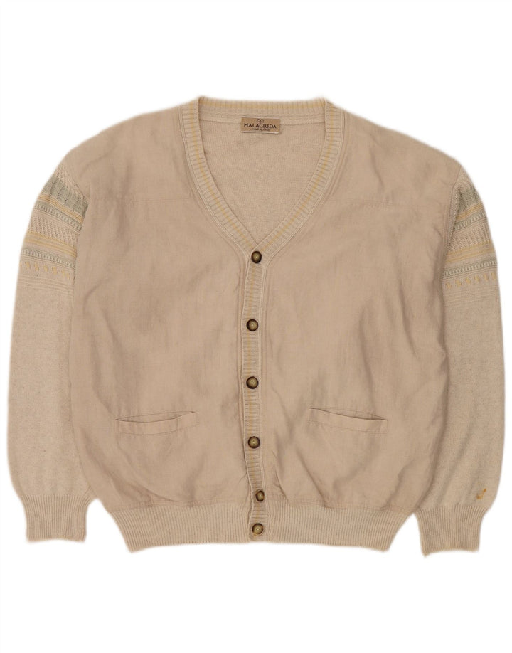 Malagrida Cárdigan para Hombre Suéter Grande Viscosa Beige