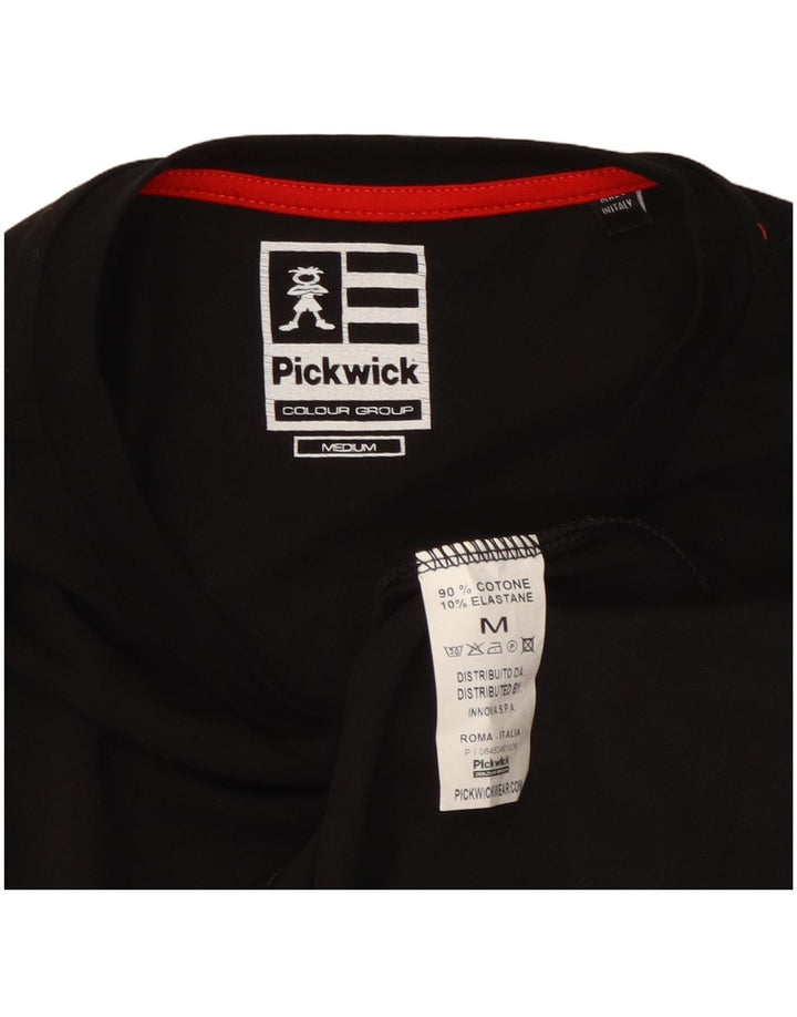 Pickwick Mens Graphic Top Manga Larga Algodón Negro Mediano