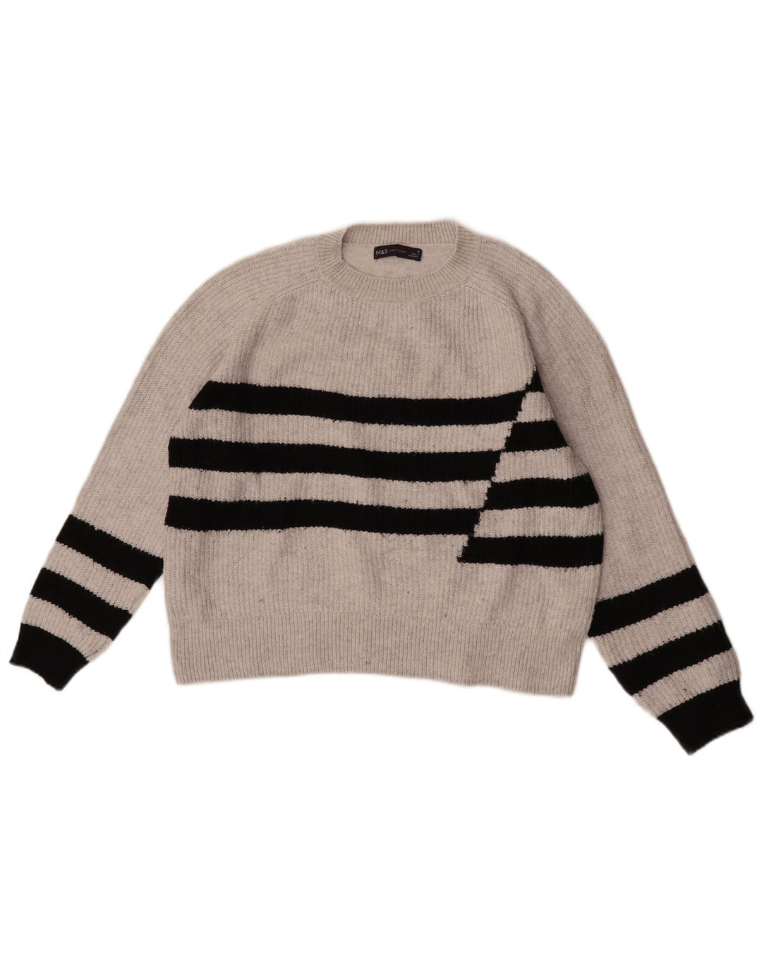 Marks & Spencer Jersey de cuello redondo para mujer UK 44 Gris medio a rayas
