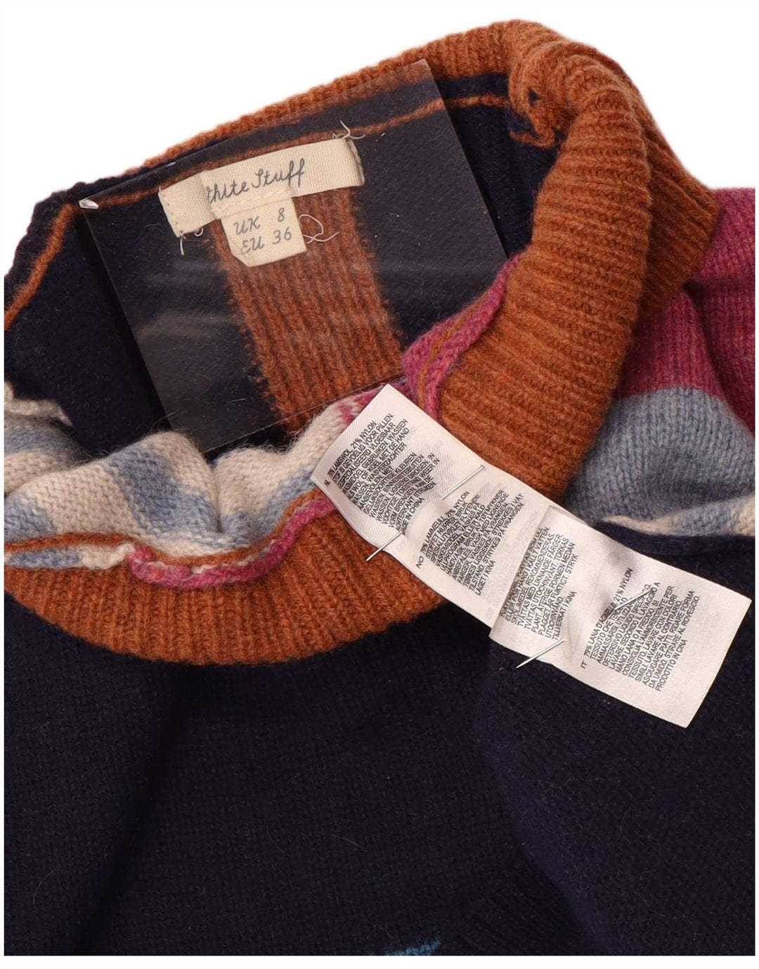 WHITE STUFF Suéter tipo jersey con cuello alto para mujer UK 8 Small Multicolor