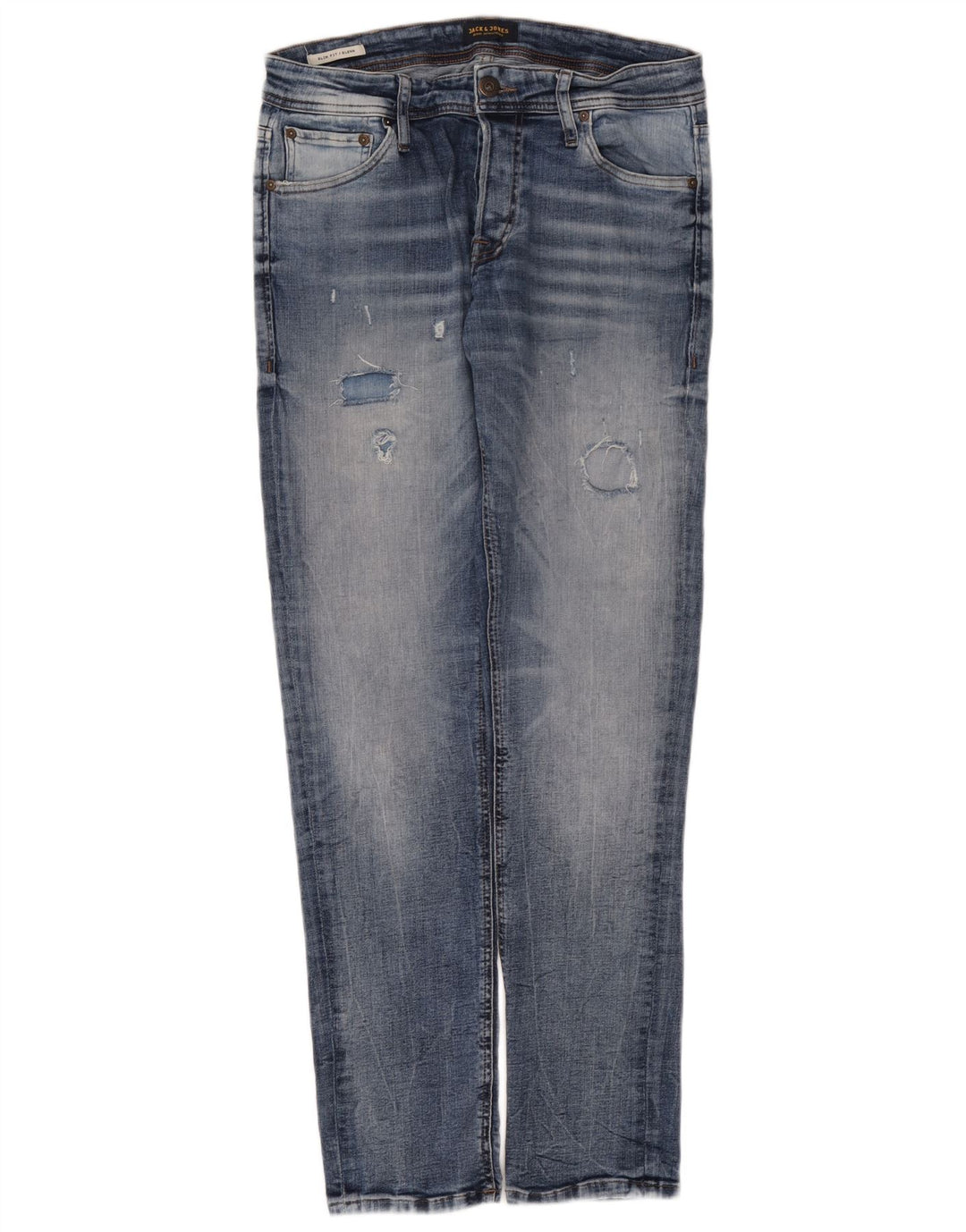Jack & Jones Hombre GLENN Vaqueros ajustados desgastados W32 L32 Algodón azul