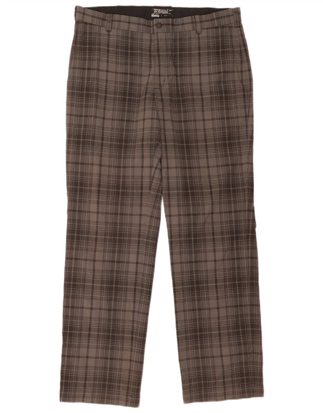 NIKE Pantalón chino recto Dri Fit para hombre W36 L32 Poliéster a cuadros gris