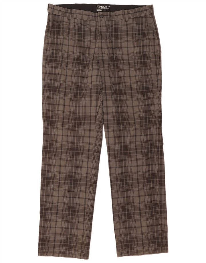 NIKE Pantalón chino recto Dri Fit para hombre W36 L32 Poliéster a cuadros gris