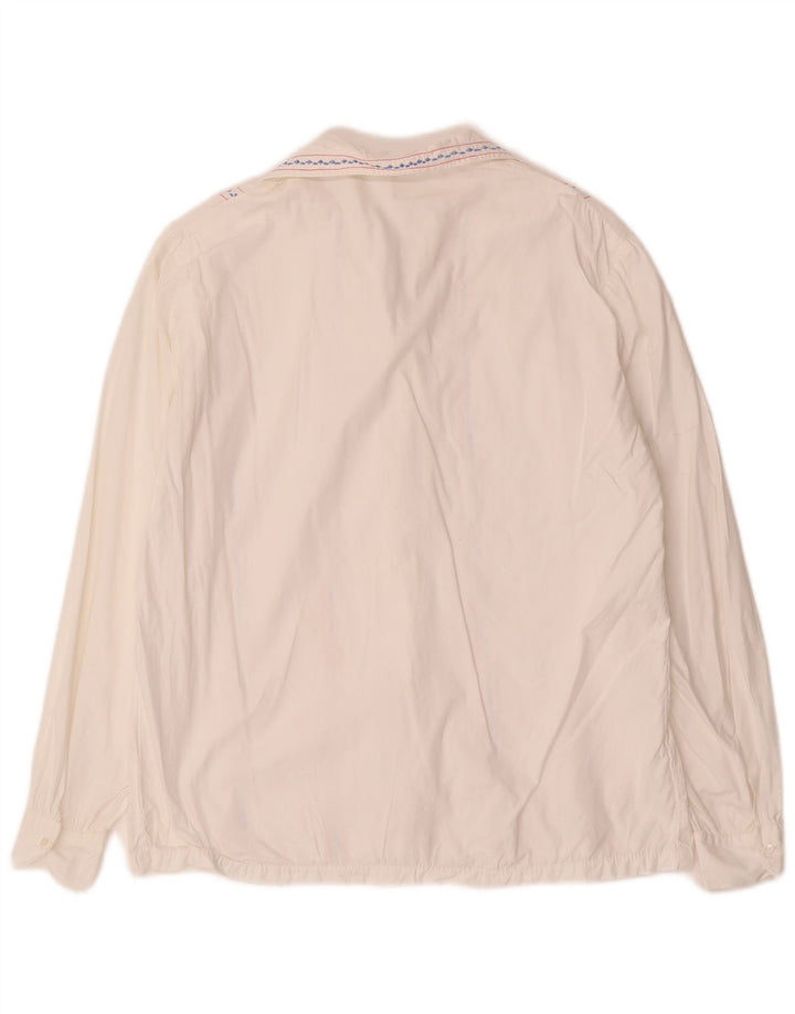 VINTAGE Blusa camisa mujer Reino Unido 16 Rayas blancas grandes