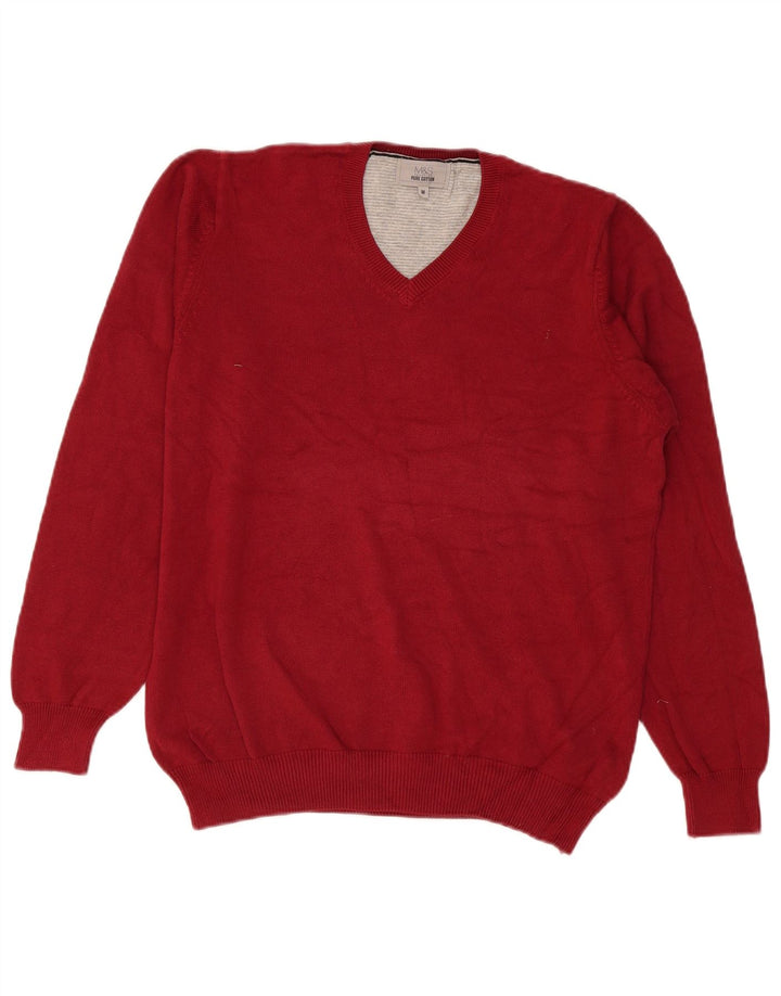 Marks & Spencer Suéter con cuello en V para hombre Algodón rojo medio