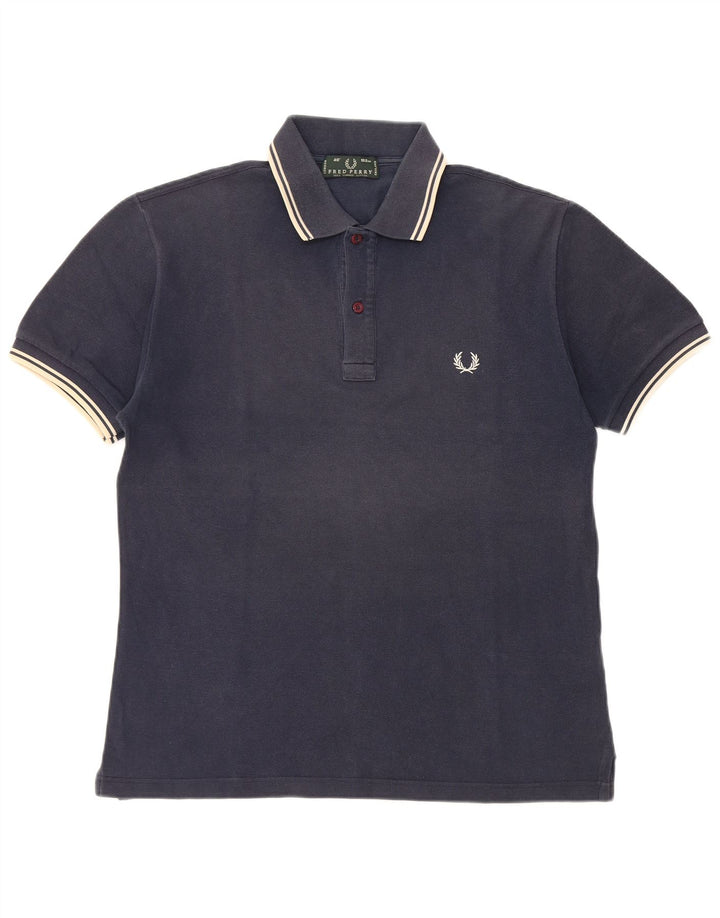 Polo Fred Perry Hombre De Algodón A Rayas Azul Marino Medio