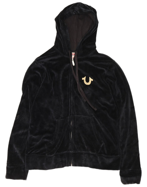 True Religion Sudadera con capucha y cremallera para mujer UK 40 XL Algodón negro