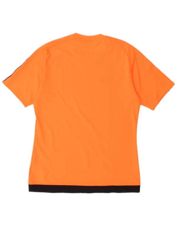 Adidas Mens Climalite Camiseta Top Pequeño Naranja Colorblock Poliéster