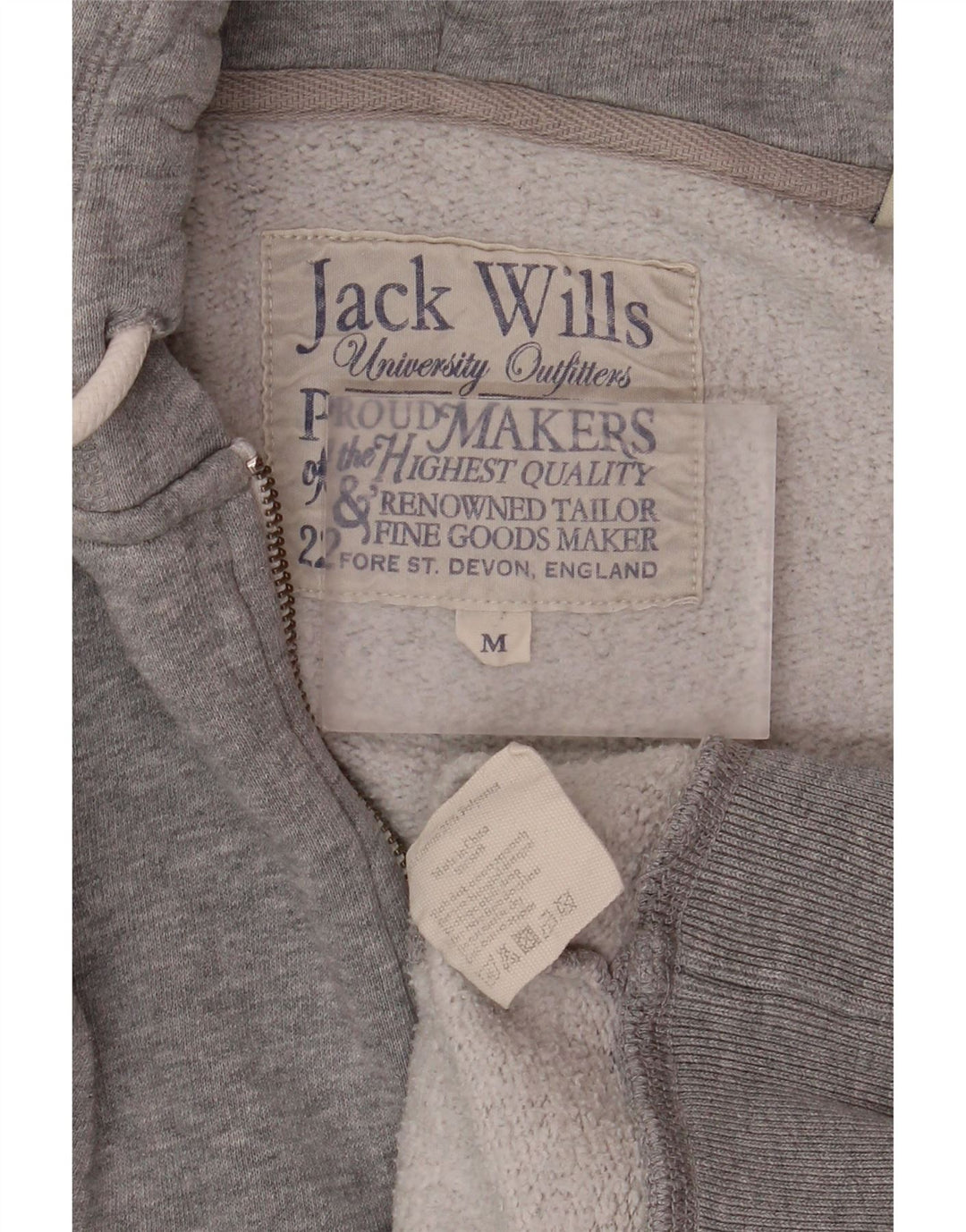 Jack Wills Suéter con capucha y cremallera gráfica para hombre Algodón gris medio
