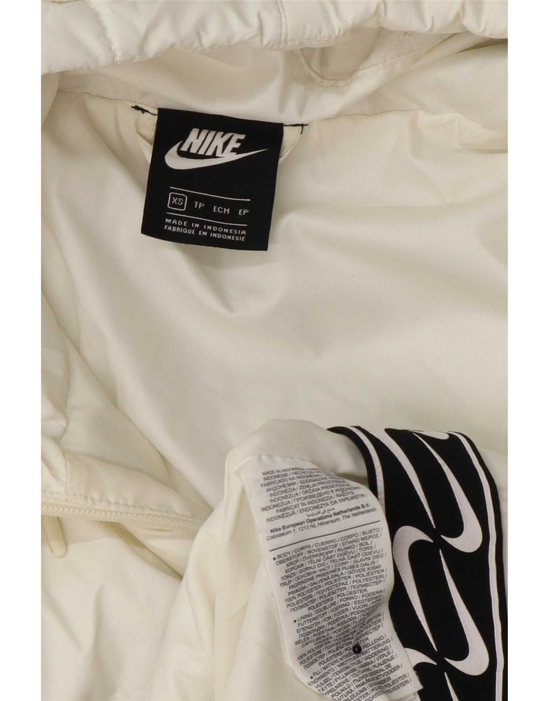 Nike Abrigo acolchado con capucha para mujer UK 6 XS Poliéster blanco