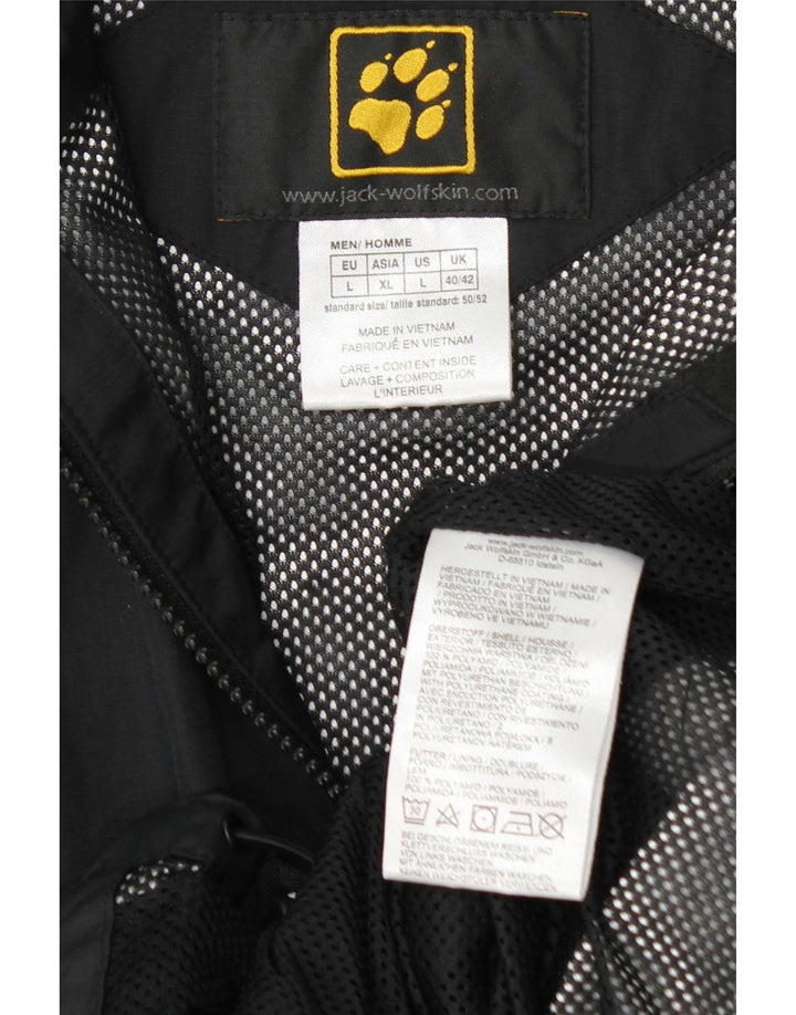 JACK WOLFSKIN Chaqueta impermeable con capucha para hombre UK 40/42 Large Poliamida negra