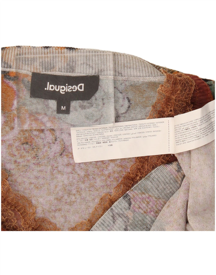 Desigual - Jersey con cuello en V para mujer, talla 40, talla M, multicolor