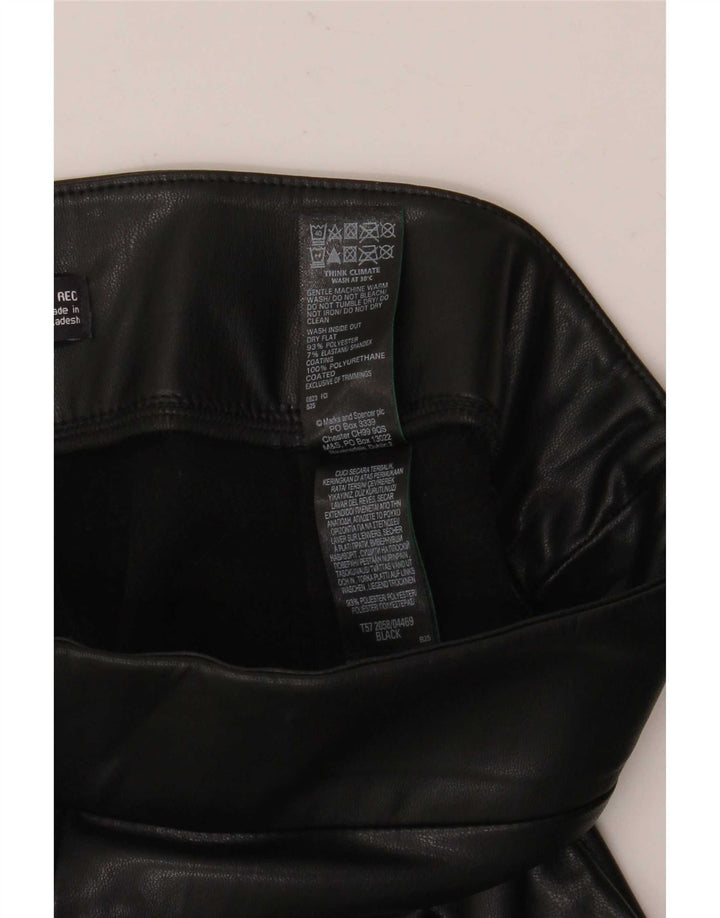 Marks & Spencer Leggings de piel sintética para mujer UK 40 Mediano Negro Poliéster