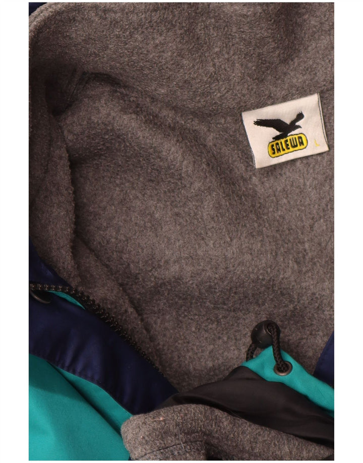 SALEWA Chaqueta cortavientos para hombre UK 40 Large Azul Colorblock Poliamida