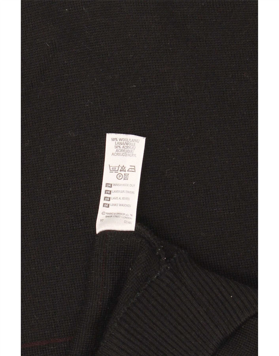 Marks & Spencer - Jersey con cuello en V para hombre, talla grande, de lana a rayas, color negro