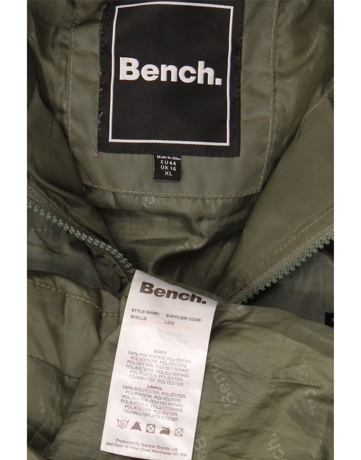 Abrigo acolchado extragrande con capucha para mujer Bench UK 46 Poliéster caqui grande