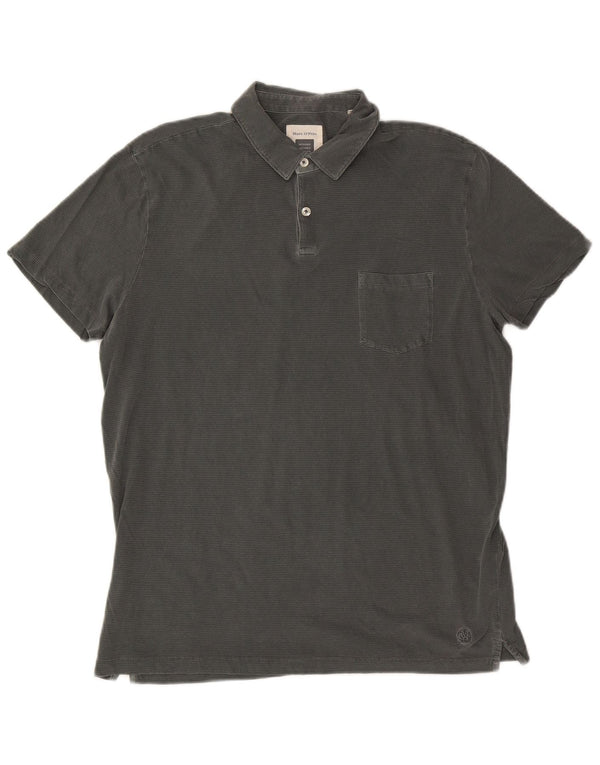 Marc O'Polo Mens Polo Shirt Large Grey Striped Cotton