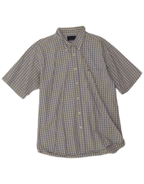 Tommy Hilfiger Camisa de Manga Corta para Hombre 2XL Algodón a Cuadros Verde