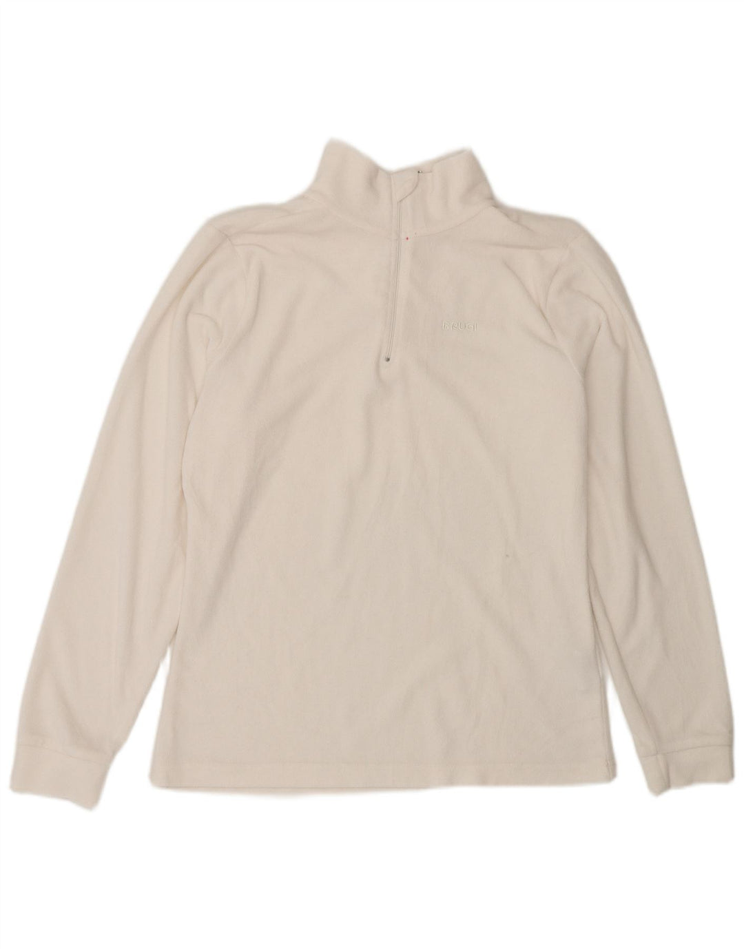 Brugi Jersey de forro polar con cuello y cremallera para mujer UK 44 Poliéster blanco mediano