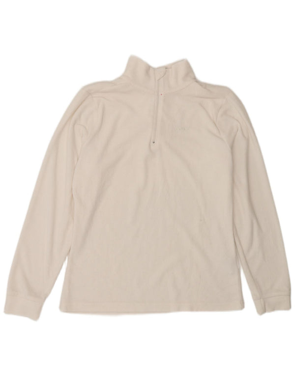Brugi Jersey de forro polar con cuello y cremallera para mujer UK 44 Poliéster blanco mediano