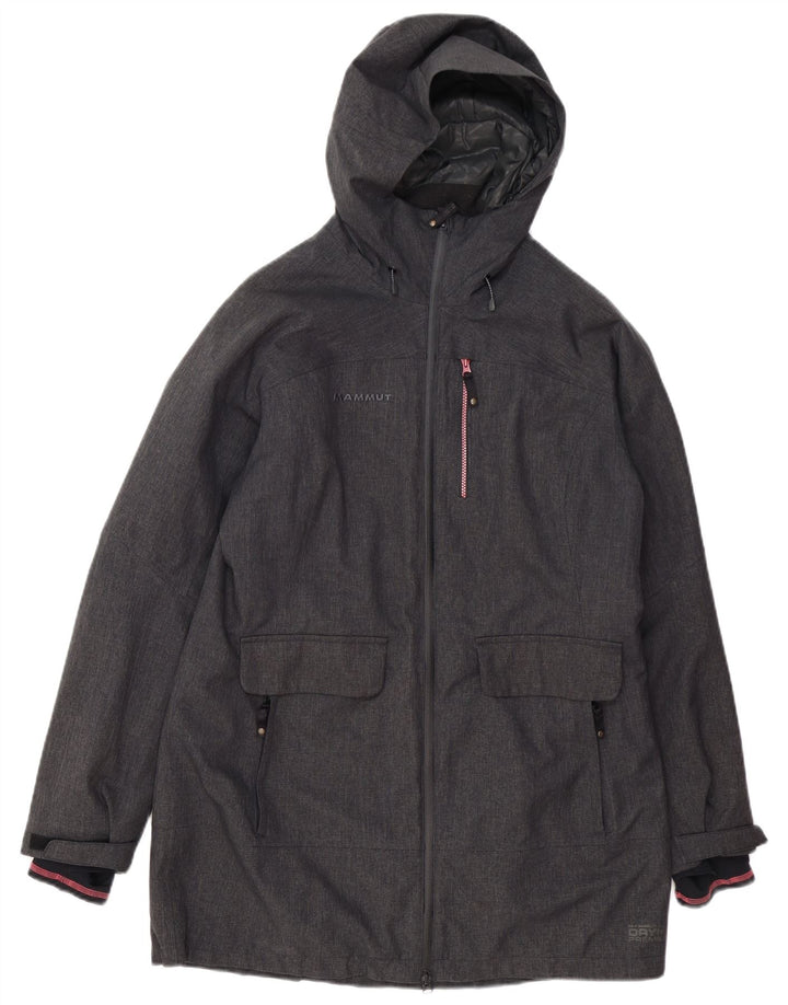 MAMMUT Abrigo cortavientos con capucha para mujer UK 46 Poliéster gris grande