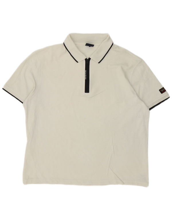 Polo Paul & Shark Hombre XL Algodón A Rayas Blanco