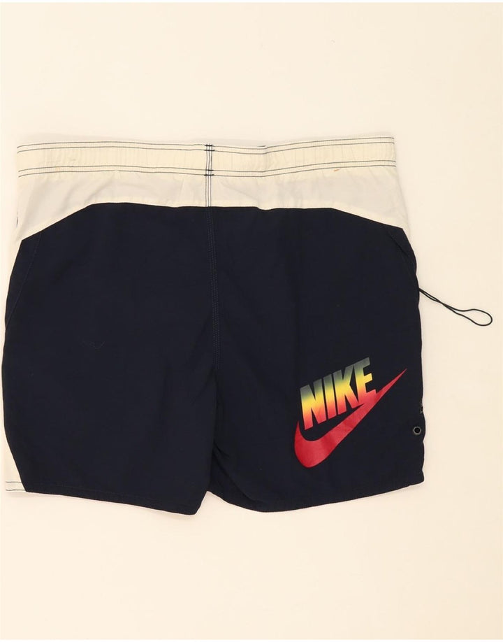 NIKE Mens Graphic Swimming Shorts Medium Navy Blue Colourblock Vintage Nike and Second-Hand Nike from Messina Hembry 
