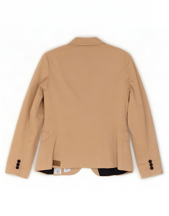 Zara Mujer Chaqueta Blazer De 1 Botón UK 42 Algodón Beige Medio
