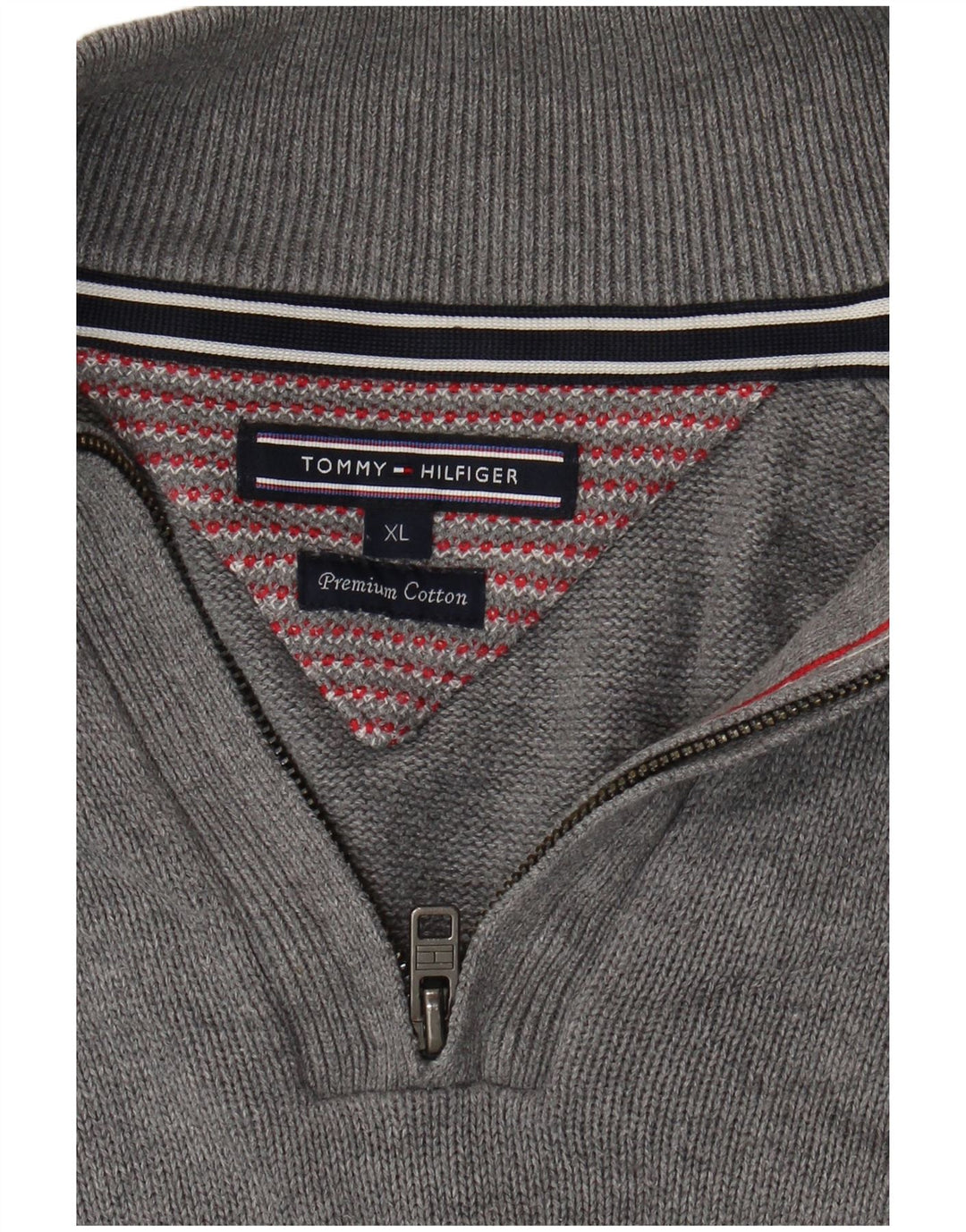 Tommy Hilfiger Jersey con cuello y cremallera para hombre XL Algodón gris