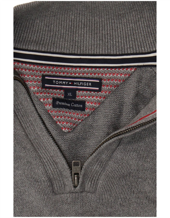 Tommy Hilfiger Jersey con cuello y cremallera para hombre XL Algodón gris