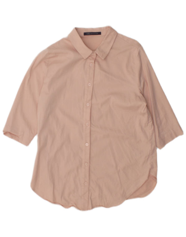 Marks & Spencer Blusa de manga 3/4 para mujer UK 8 Small Pink Cotton