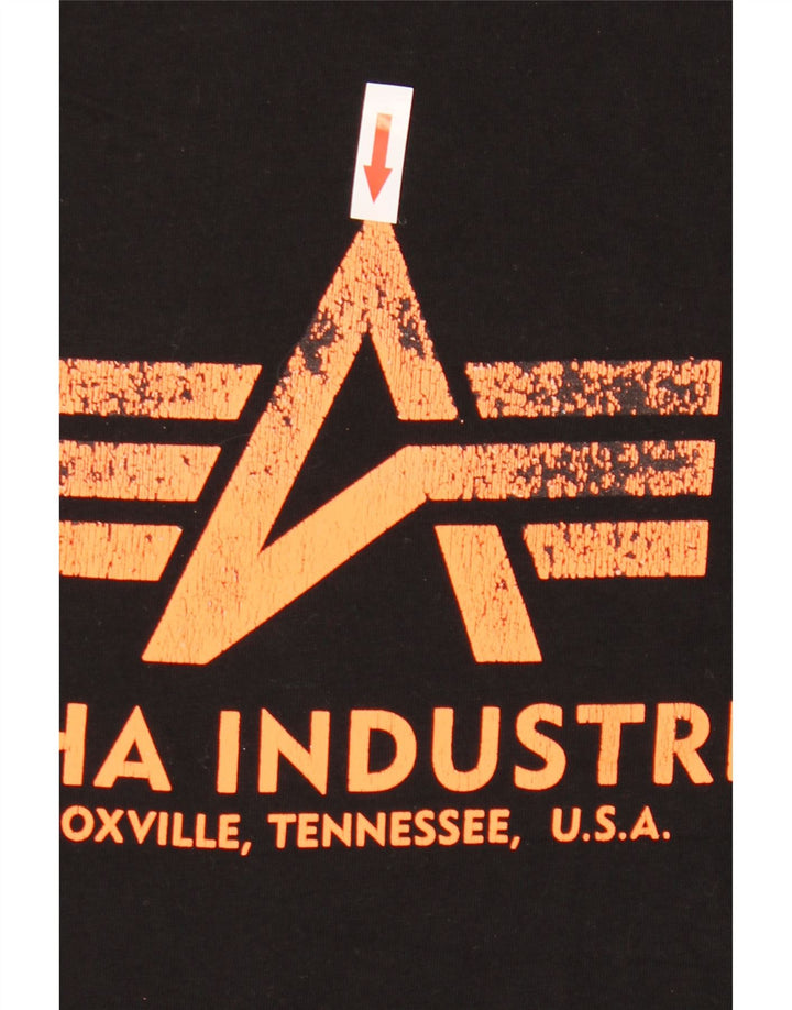 Alpha Industries - Camiseta gráfica para hombre, talla pequeña, algodón negro