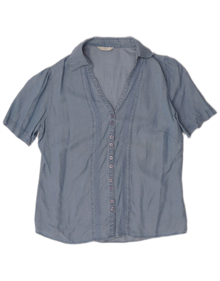 MARKS & SPENCER Camisa de manga corta para mujer UK 44 Large Lyocell azul