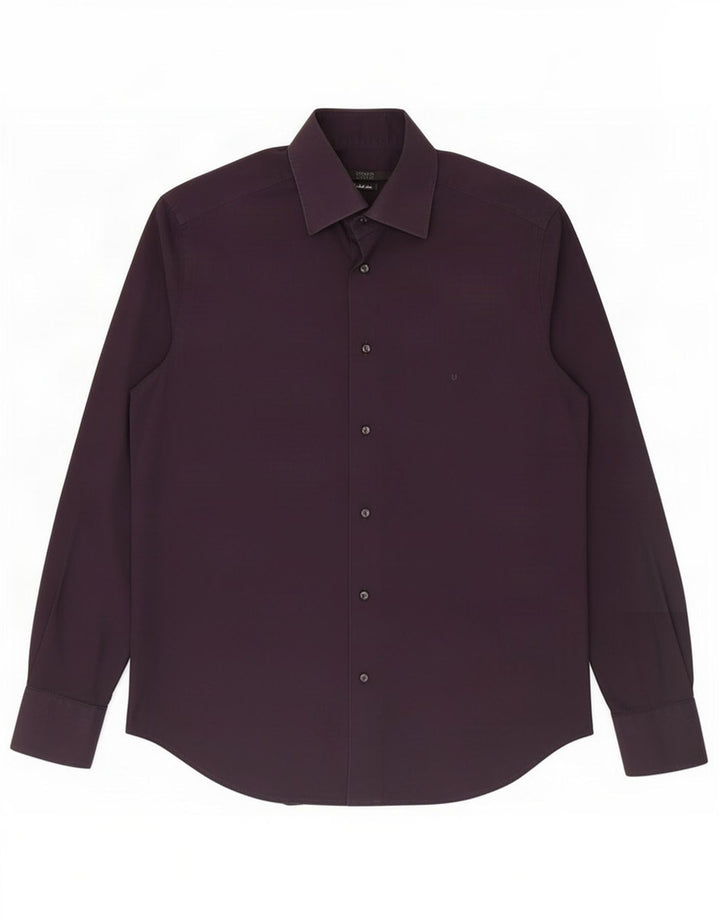Camisa Ungaro Hombre Talla 40 15 3/4 Mediano Morado Algodón