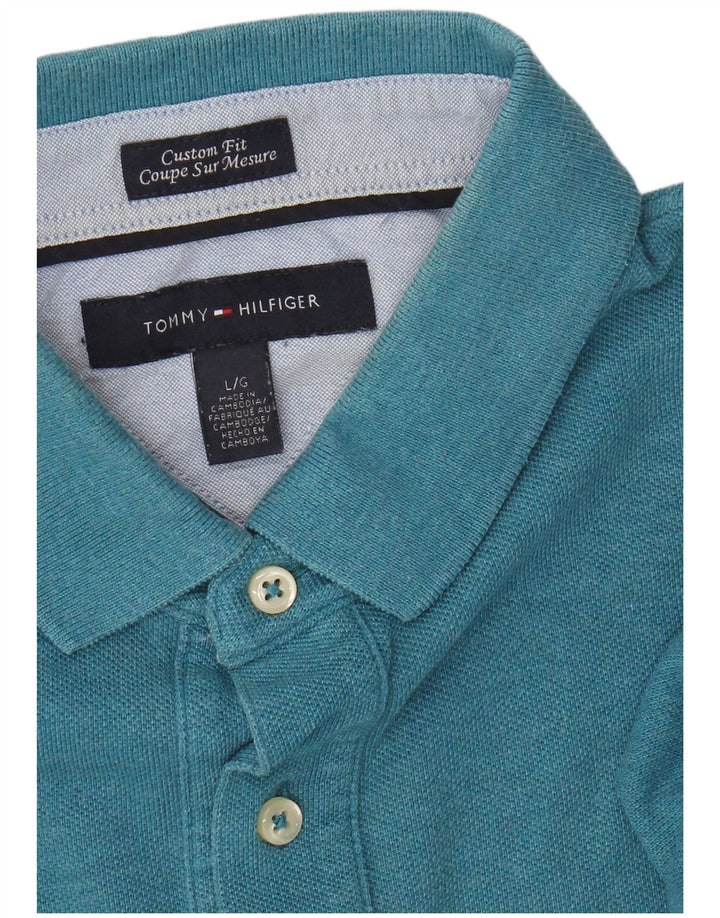 Tommy Hilfiger Polo de ajuste personalizado para hombre, talla grande, azul