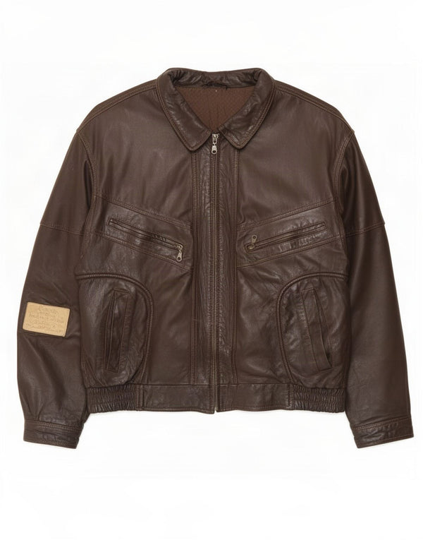 CLASSIC Mens Leather Jacket UK 42 XL Brown