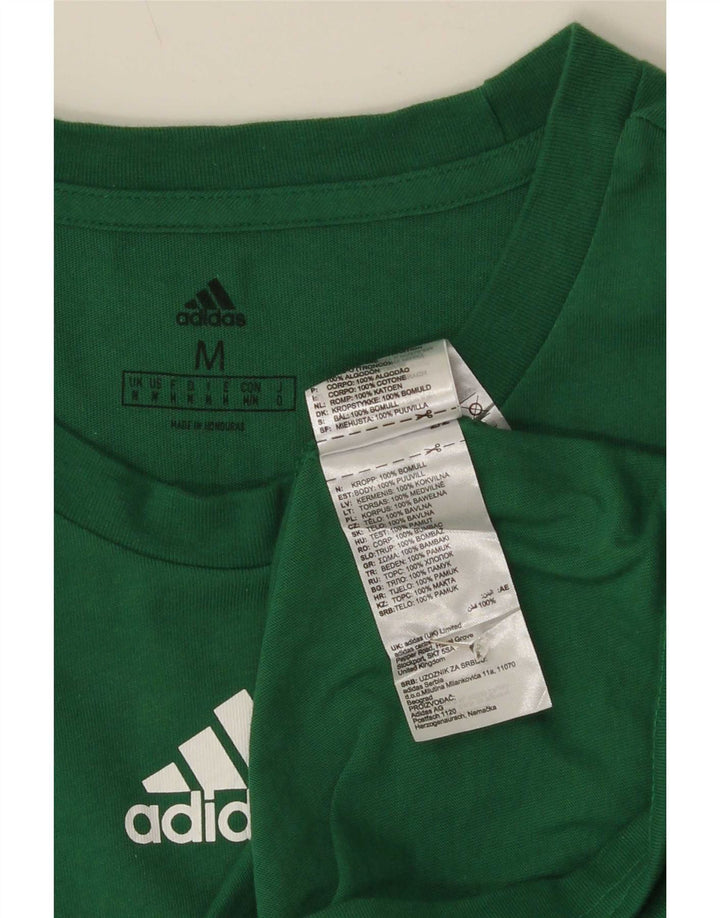 Adidas Hombre Camiseta Gráfica Top Algodón Verde Medio