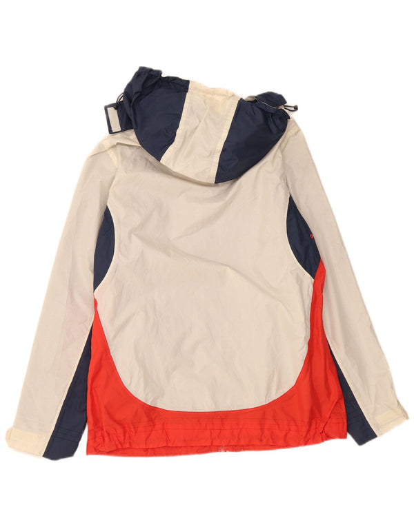 Weird Fish Chaqueta impermeable con capucha para mujer UK 40 Medium Off White Colorblock