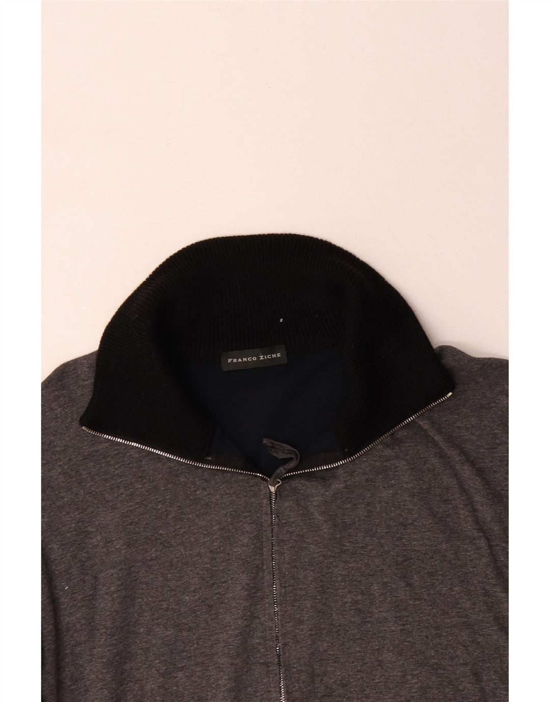 FRANCO ZICHE Sudadera con cuello y cremallera para hombre, jersey grande, gris, color block