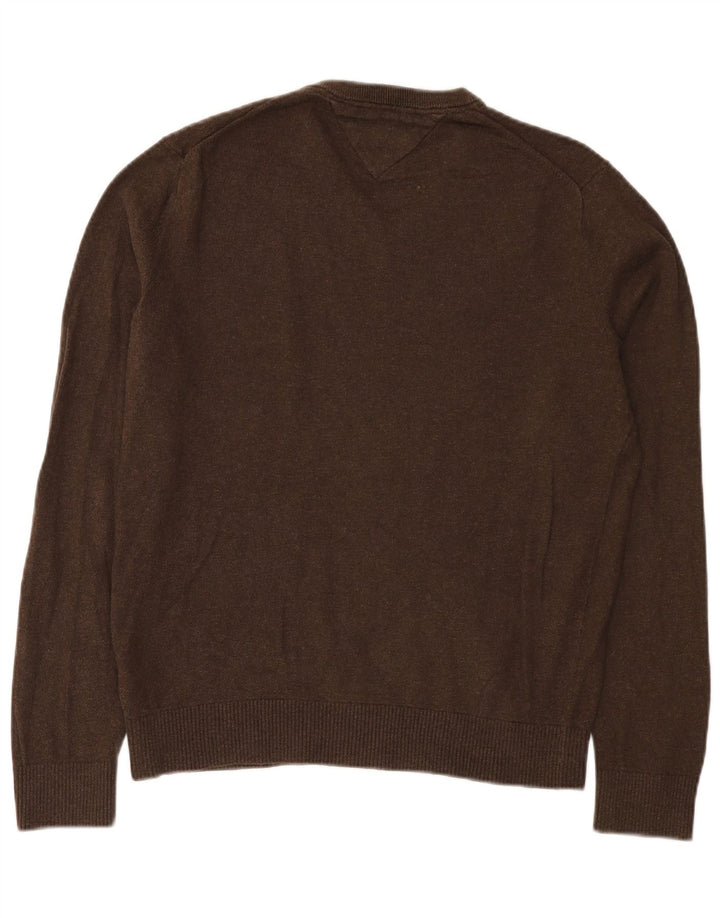 Tommy Hilfiger Jersey con Cuello en V para Hombre de algodón marrón Medio