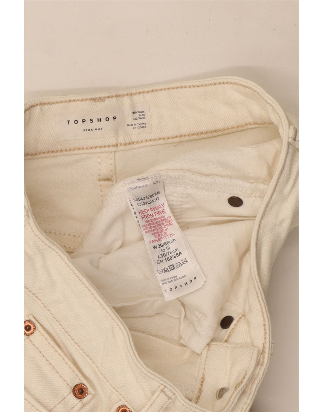 Vaqueros rectos para mujer Topshop W26 L24 Algodón blanco