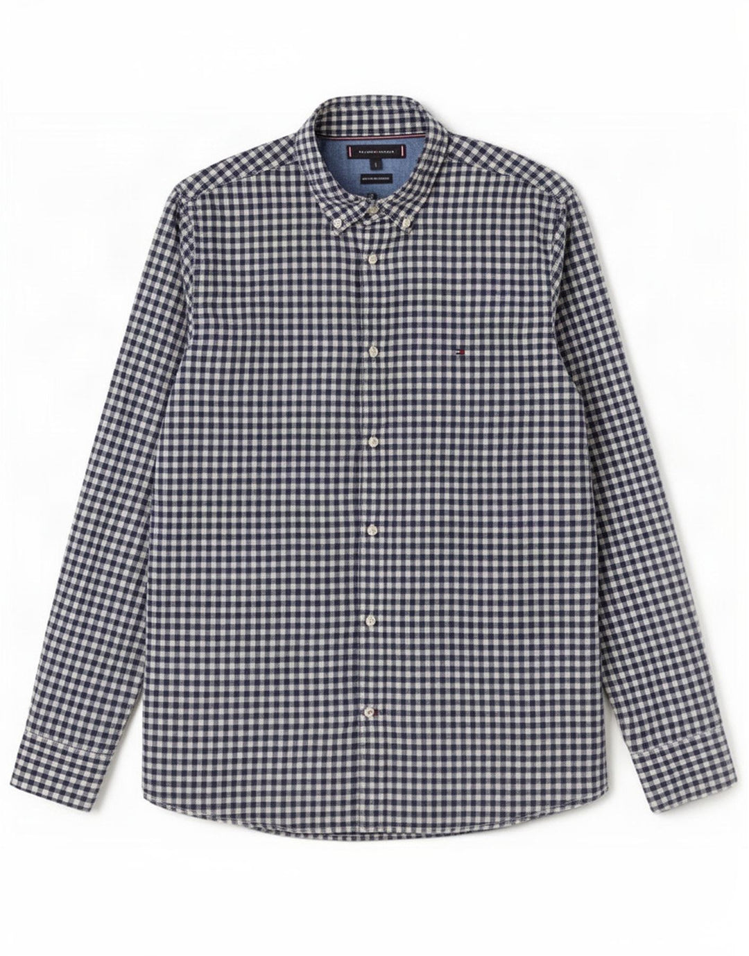 Camisa Tommy Hilfiger para hombre grande de algodón a cuadros azul marino